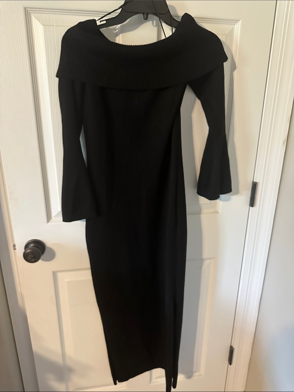ANTONIO MELANI Black Off-Shoulder Sweater Dress